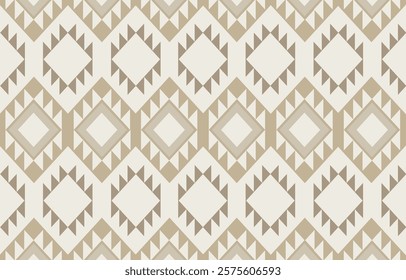 Ethnic tribal Aztec beige  background. Seamless tribal pattern, folk embroidery, tradition geometric Aztec ornament. Traditional design for fabric, textile, print, rug, paper