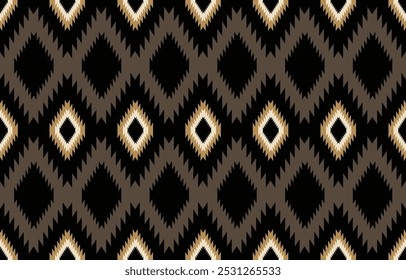 Ethnic tribal Aztec  black background. Seamless tribal pattern, folk embroidery, tradition geometric Aztec ornament. Traditional design for fabric, textile, print, rug, paper