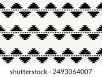 Ethnic tribal Aztec black and white  background. Seamless tribal pattern, folk embroidery, tradition geometric Aztec ornament. Traditional design for fabric, textile, print, rug, paper