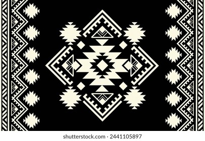 Ethnic tribal Aztec black and white background. Seamless tribal pattern, folk embroidery, tradition geometric Aztec ornament. Tradition Native and Navaho design for fabric, textile, print, rug, paper