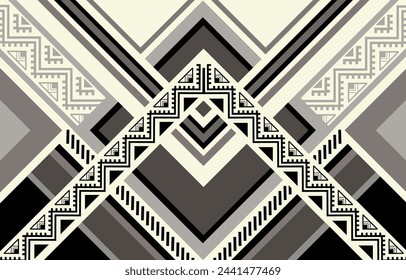 Etnia tribal azteca fondo blanco y negro. Patrón tribal sin costuras, bordado popular, adorno azteca geométrico de tradición. Tradición Nativa y diseño Navaho para tela, textil, estampado, alfombra, papel