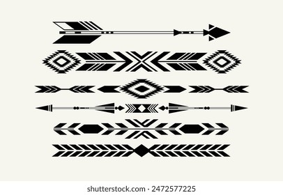 Ethnic tribal Aztec black and white  background.  tribal arrow pattern, folk embroidery, tradition geometric Aztec ornament. Tradition Native and Navaho design for fabric, textile, print, rug, paper