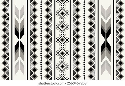 Ethnic tribal Aztec black and white stripe  background. Seamless tribal pattern, folk embroidery, tradition geometric Aztec ornament. Traditional design for fabric, textile, print, rug, paper