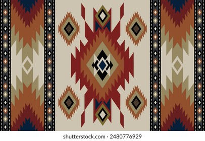 Ethnic tribal Aztec coloful background. Seamless tribal pattern, folk embroidery, tradition geometric Aztec ornament. Tradition Native and Navaho design for fabric, textile, print, rug, paper