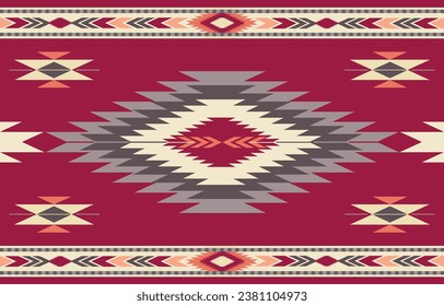 Ethnic tribal Aztec colorful background. Seamless tribal diamond pattern, folk embroidery, tradition geometric Aztec ornament. Tradition Native and Navaho design for fabric, textile, print, rug, paper
