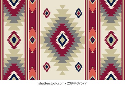 Ethnische Stammesgruppe Azteken bunter Hintergrund. Nahtlose Stammesmuster, Folkstickerei, traditionelles geometrisches Aztekentor. Traditionelles Native- und Navaho-Design für Gewebe, Textilien, Druck, Teppich, Papier