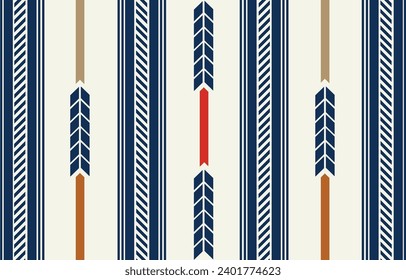 Ethnic tribal Aztec colorful background. Seamless tribal arrow pattern, folk embroidery, tradition geometric Aztec ornament. Native and Navaho graphic