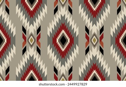 Ethnic tribal Aztec colorful background. Seamless tribal diamond pattern, folk embroidery, tradition geometric Aztec ornament. Tradition Native and Navaho design for fabric, textile, print, rug, paper