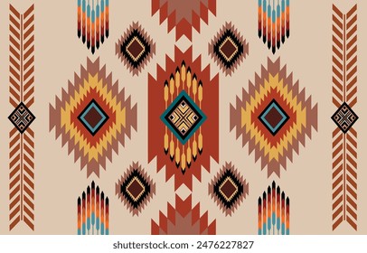 Ethnic tribal Aztec colorful background. Seamless tribal pattern, folk embroidery, tradition geometric Aztec ornament. Tradition Native design for fabric, textile, print, rug, paper