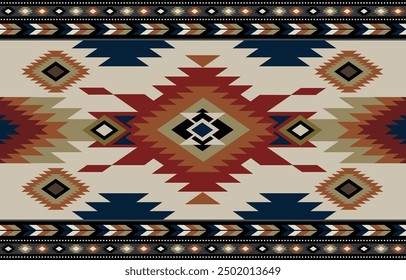 Ethnic tribal Aztec colorful background. Seamless tribal pattern, folk embroidery, tradition geometric Aztec ornament. Tradition Native and Navaho design for fabric, textile, print, rug, paper