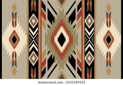 Ethnic tribal Aztec colorful background. Seamless tribal pattern, folk embroidery, tradition geometric Aztec ornament. Traditional design for fabric, textile, print, rug, paper