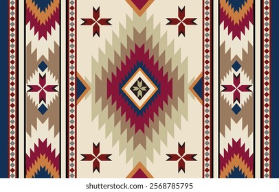 Ethnic tribal Aztec colorful background. Seamless tribal pattern, folk embroidery, tradition geometric Aztec ornament. Traditional design for fabric, textile, print, rug, paper