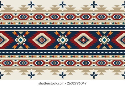 Ethnic tribal Aztec colorful background. Seamless tribal pattern, folk embroidery, tradition geometric Aztec ornament. Traditional design for fabric, textile, print, rug, paper
