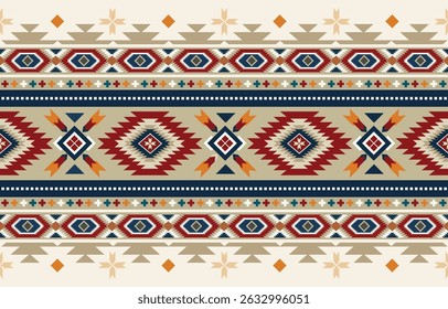 Ethnic tribal Aztec colorful background. Seamless tribal pattern, folk embroidery, tradition geometric Aztec ornament. Traditional design for fabric, textile, print, rug, paper
