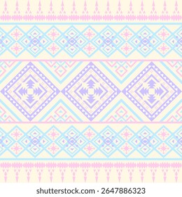 Ethnic tribal Aztec colorful background. Seamless tribal diamond pattern, folk embroidery, tradition geometric Aztec ornament. Tradition Native and Navaho design for fabric, textile, print, rug, paper