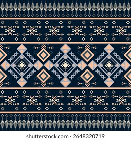 Ethnic tribal Aztec colorful background. Seamless tribal diamond pattern, folk embroidery, tradition geometric Aztec ornament. Tradition Native and Navaho design for fabric, textile, print, rug, paper