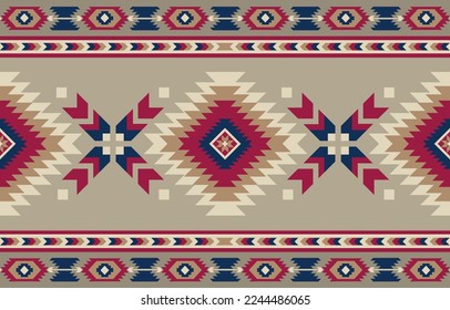  ethnic  tribal aztec colorful beige  background. Seamless  tribal  pattern , folk embroidery,  tribal  geometric aztec ornament . native design for wallpaper, clothing, fabric, textile, print, rug
