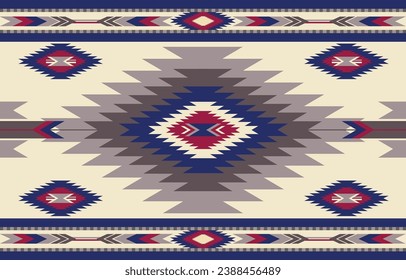 Ethnic tribal Aztec colorful beige background. Seamless tribal pattern, folk embroidery, tradition geometric Aztec ornament. Tradition Native and Navaho design for fabric, textile, print, rug, paper