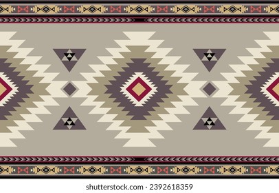 Ethnic tribal Aztec colorful grey background. Seamless tribal pattern, folk embroidery, tradition geometric Aztec ornament. Tradition Native and Navaho design for fabric, textile, print, rug, paper