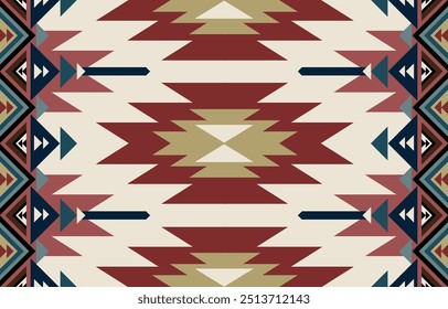 Étnica tribal asteca fundo vermelho colorido. Padrão tribal perfeito, bordados folclóricos, ornamento asteca geométrico tradicional. Design tradicional nativo para tecido, têxtil, impressão, tapete, papel
