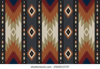 Ethnic tribal Aztec colorful stripe background. Seamless tribal pattern, folk embroidery, tradition geometric Aztec ornament. Traditional design for fabric, textile, print, rug, paper