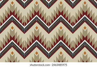 Etnia tribal azteca zigzag de fondo. Patrón tribal sin costuras, bordado popular, adorno azteca geométrico de tradición. Tradición Nativa y diseño Navaho para tela, textil, estampado, alfombra, papel