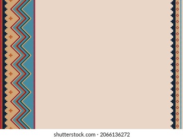 Ethnic Tribal Background With Copy Space For Text. For Brochure, Banner, Fliers, Business Card, Restaurant Menu.  Native American Pattern. Cinco De Mayo Decor. Vector Serape Design.