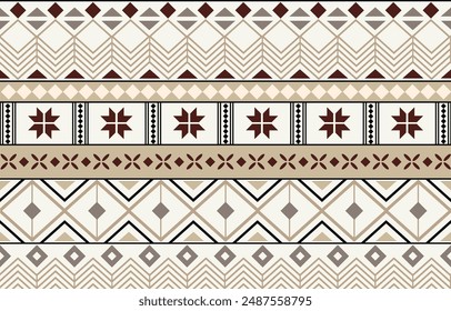Ethnic tribal  beige background. Seamless tribal line pattern, folk embroidery, tradition geometric Aztec ornament. Tradition Native and Navaho design for fabric, textile, print, rug, paper