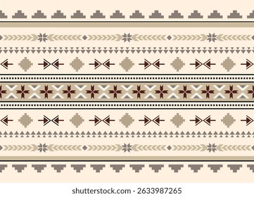 Ethnic tribal  beige stripe background. Seamless tribal pattern, folk embroidery, tradition geometric tribal ornament. Traditional design for fabric, textile, print, rug, paper