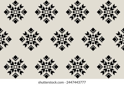 Ethnic tribal black and white  background. Seamless tribal pattern, folk embroidery, tradition geometric ornament. Tradition Native design for fabric, textile, print, rug, paper