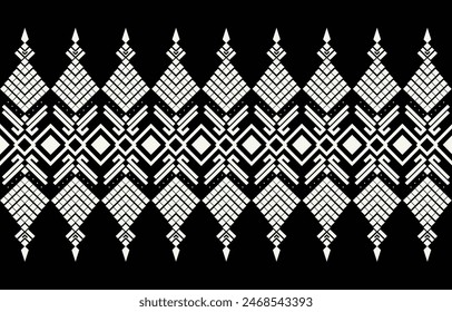 Ethnic tribal  black and white background. Seamless tribal pattern, folk embroidery, tradition geometric  ornament. Tradition Native  design for fabric, textile, print, rug, paper
