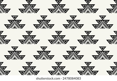 Ethnic tribal black and white  background. Seamless tribal pattern, folk embroidery, tradition geometric  ornament. Traditional design for fabric, textile, print, rug, paper
