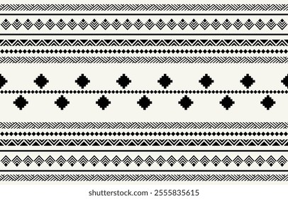 Ethnic tribal  black and white background. Seamless tribal pattern, folk embroidery, tradition geometric  ornament. Traditional design for fabric, textile, print, rug, paper