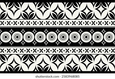 Ethnic tribal  black and white background. Seamless tribal pattern, folk embroidery, tradition geometric ornament. Traditional design for fabric, textile, print, rug, paper