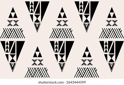 Ethnic tribal black and white  background. Seamless tribal pattern, folk embroidery, geometric  ornament. design for fabric, textile, print, rug, paper, carpet