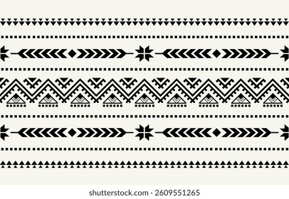 Ethnic tribal  black and white stripe  background. Seamless tribal pattern, folk embroidery, tradition geometric  ornament. Traditional design for fabric, textile, print, rug, paper