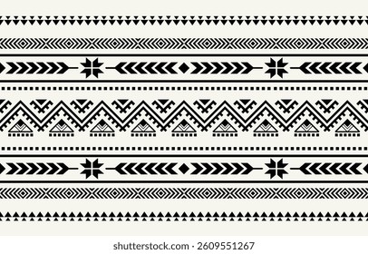 Ethnic tribal  black and white stripe  background. Seamless tribal pattern, folk embroidery, tradition geometric  ornament. Traditional design for fabric, textile, print, rug, paper