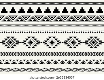 Ethnic tribal black and white stripe background. Seamless tribal pattern, folk embroidery, tradition geometric tribal ornament. Traditional design for fabric, textile, print, rug, paper