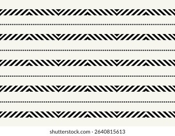 Ethnic tribal black and white stripe background. Seamless tribal pattern, folk embroidery, tradition geometric tribal  ornament. Traditional design for fabric, textile, print, rug, paper, carpet