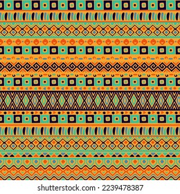 Ethnic Tribal Boho Pattern. Tribal Embroidery Geometric Mexican, Scandinavian, Indian, Gypsy, Maya, Aztec Folk Pattern Folklore Ornament Vector Illustration. Rug Textile Print Texture Pattern