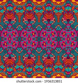 Ethnic tribal brihgt aztec indians ornaments. Aztec geometric seamless pattern vestor. Gypsy folk art textile print