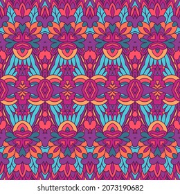 Ethnic tribal brihgt aztec indians ornaments geometric seamless pattern vestor. folk art textile print