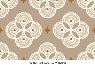 Ethnic tribal circle flower beige background. Seamless tribal pattern, folk embroidery, tradition geometric tribal ornament. Traditional design for fabric, textile, print, rug, paper, carpet