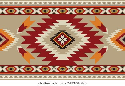 Ethnic tribal  colorful background. Seamless tribal pattern, folk embroidery, tradition geometric Aztec ornament. Tradition Native and Navaho design for fabric, textile, print, rug, paper