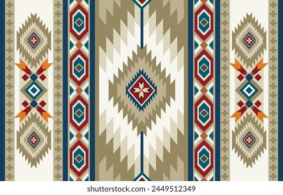 Ethnic tribal  colorful background. Seamless tribal stripe pattern, folk embroidery, tradition geometric  ornament. Tradition Native design for fabric, textile, print, rug, paper