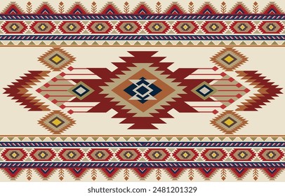 Ethnic tribal colorful background. Seamless tribal pattern, folk embroidery, tradition geometric ornament. Traditional  design for fabric, textile, print, rug, paper