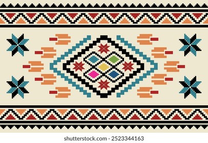 Ethnic tribal  colorful background. Seamless tribal pattern, folk embroidery, tradition geometric Aztec ornament. Traditional  design for fabric, textile, print, rug, paper