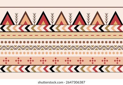 Ethnic tribal colorful background. Seamless tribal pattern, folk embroidery, tradition geometric  ornament. Traditional design for fabric, textile, print, rug, paper, carpet
