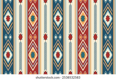 Étnica tribal fundo de listras coloridas. Padrão tribal perfeito, bordados folclóricos, ornamento geométrico tradicional. Design tradicional para tecido, têxtil, impressão, tapete, papel