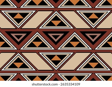 Ethnic tribal colorful triangle background. Seamless tribal pattern, folk embroidery, tradition geometric tribal ornament. Traditional design for fabric, textile, print, rug, paper